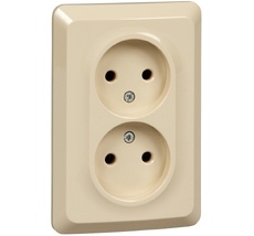Розетка встраиваемая двойная без заземления (кремовый) Systeme Electric PC16-105K