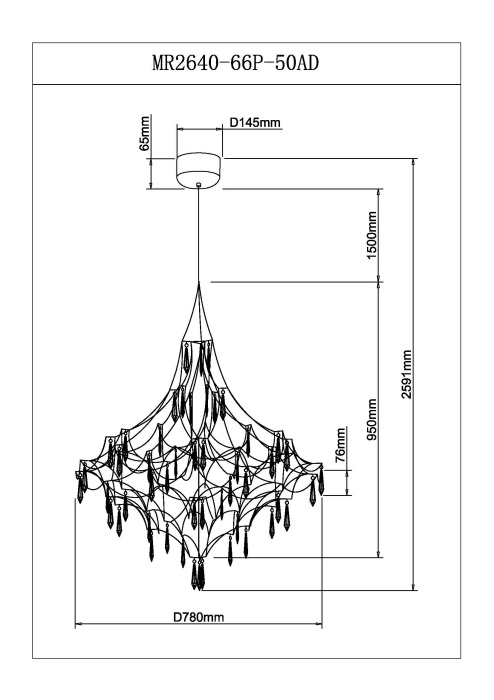 Подвесная люстра светодиодная с пультом и хрустальными подвесками Asfour MyFar MR2640-66P-50AD