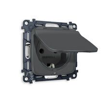 Розетка Ambrella Volt OMEGA мягкое касание с заземлением с шторками и защитной крышкой 2P+E 16A-250V IP44 QUANT MO908010_AMB