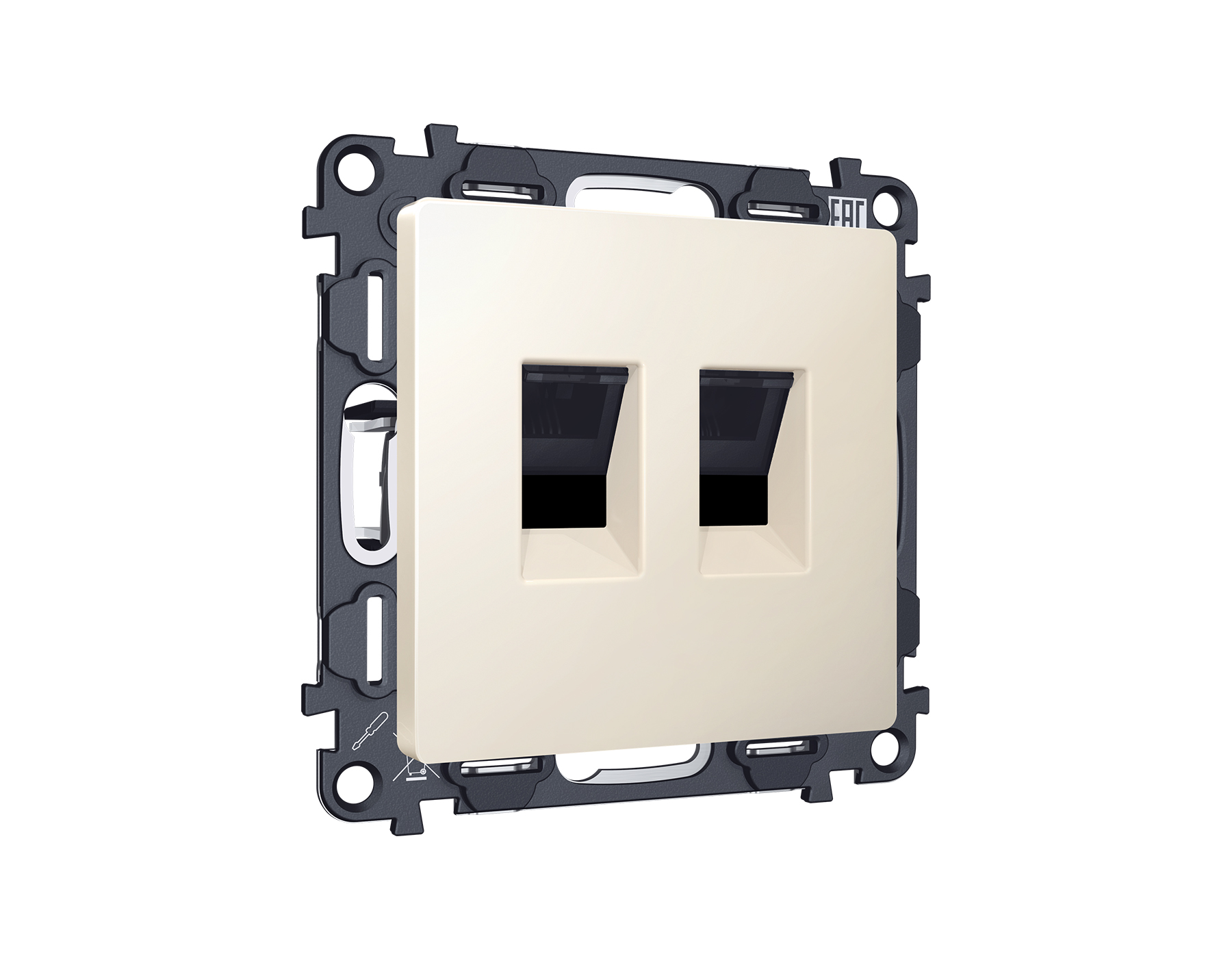 Комплект механизма компьютерной двойной розетки RJ-45 с автоматической защитной шторкой ALFA QUANT (AP3321, VM189) Ambrella Volt MA332110_AMB