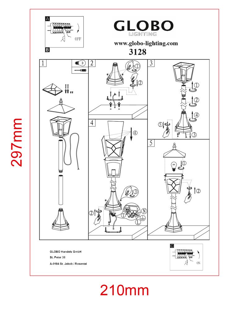 Садово-парковый светильник Atlanta 3128_GL