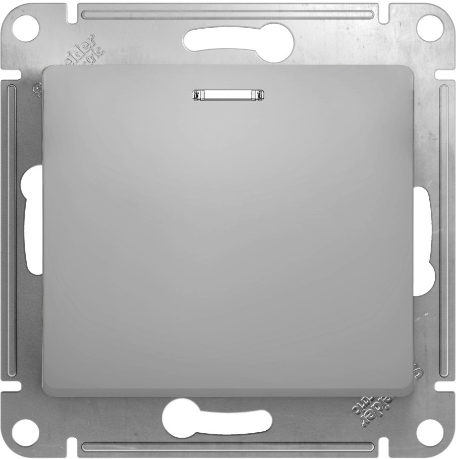 Выключатель встраиваемый одноклавишный с подсветкой (алюминий) Systeme Electric GSL000363