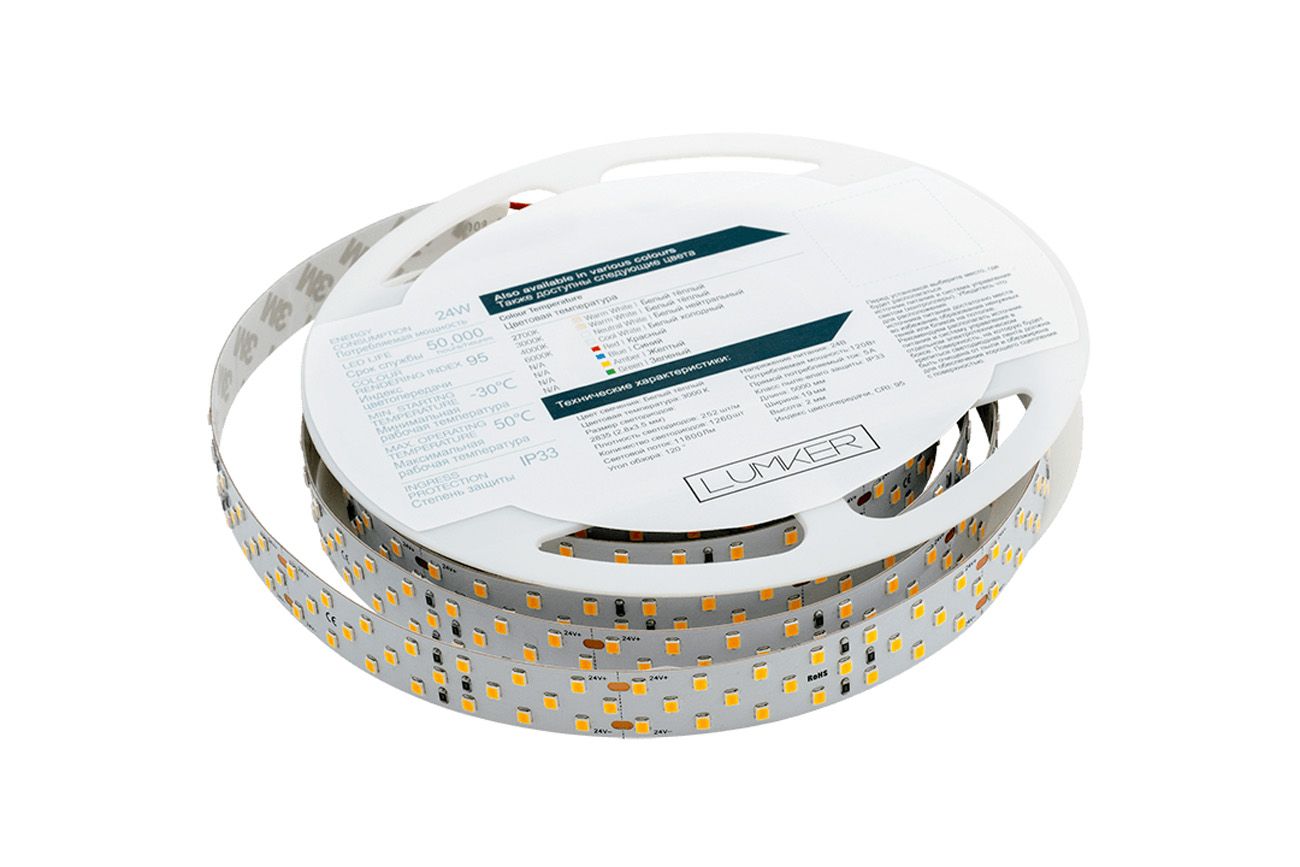 Лента светодиодная 1м. 24W 3000K LUX LK2H252-24-WW-33 00-00003148_SW