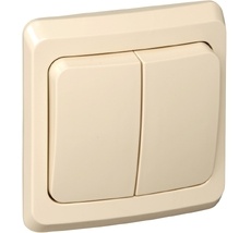 Выключатель встраиваемый двухклавишный с подсветкой (кремовый) Systeme Electric BC10-006K