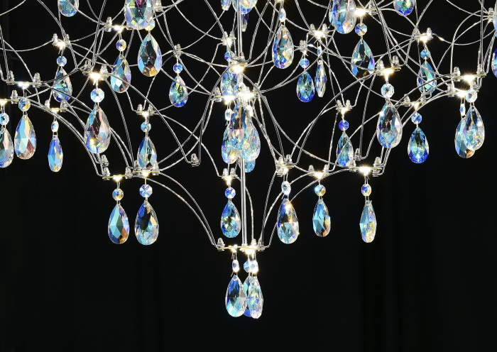 Подвесная люстра светодиодная с пультом и хрустальными подвесками K9 MyFar MR2641-66P-50CD