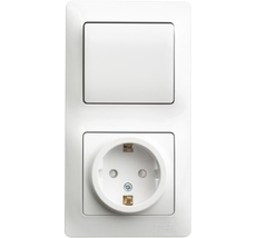Розетка встраиваемая с заземлением с одноклавишным выключателем (белый) Systeme Electric GSL000170