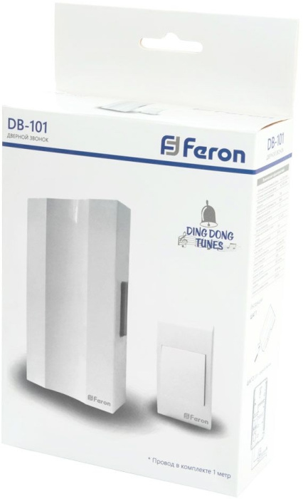 Звонок с кнопкой проводной электромеханический белый 230V Feron 41504_FR