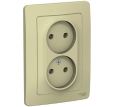 Розетка встраиваемая двойная без заземления (бежевый) Systeme Electric BLNRS000027