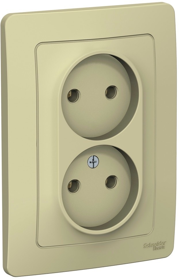Розетка встраиваемая двойная без заземления (бежевый) Systeme Electric BLNRS000027