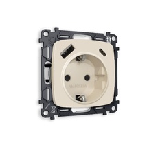 Розетка Ambrella Volt OMEGA 2USB A+C 20W быстрая зарядка с заземлением со шторками 2P+E 16A-250V QUANT MO330010_AMB