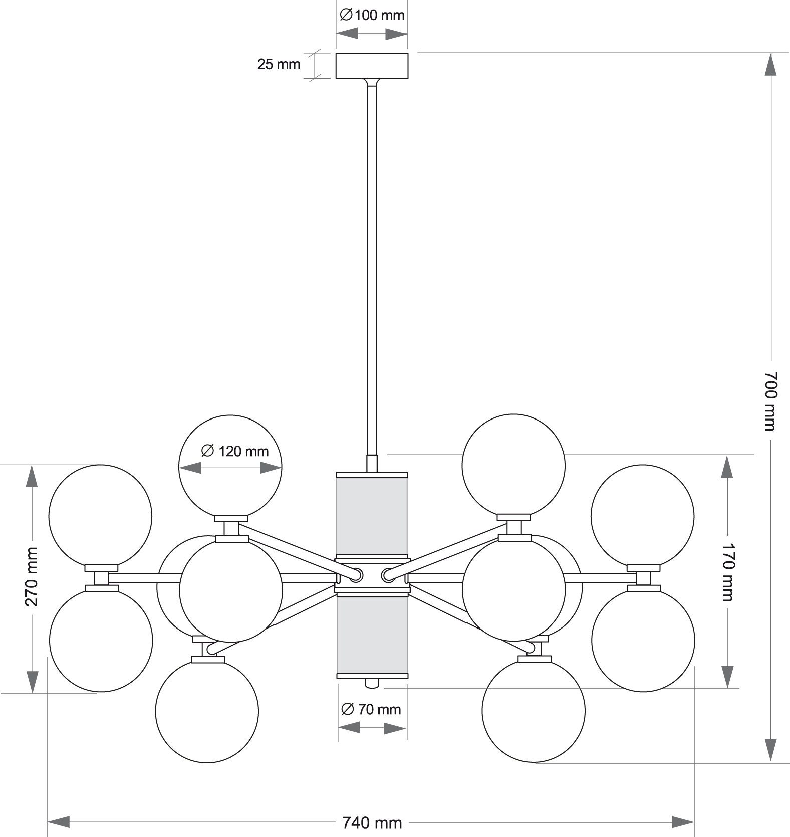 Подвесная люстра KUTEK ERBA ERB-ZW-6(ZM/3)BB