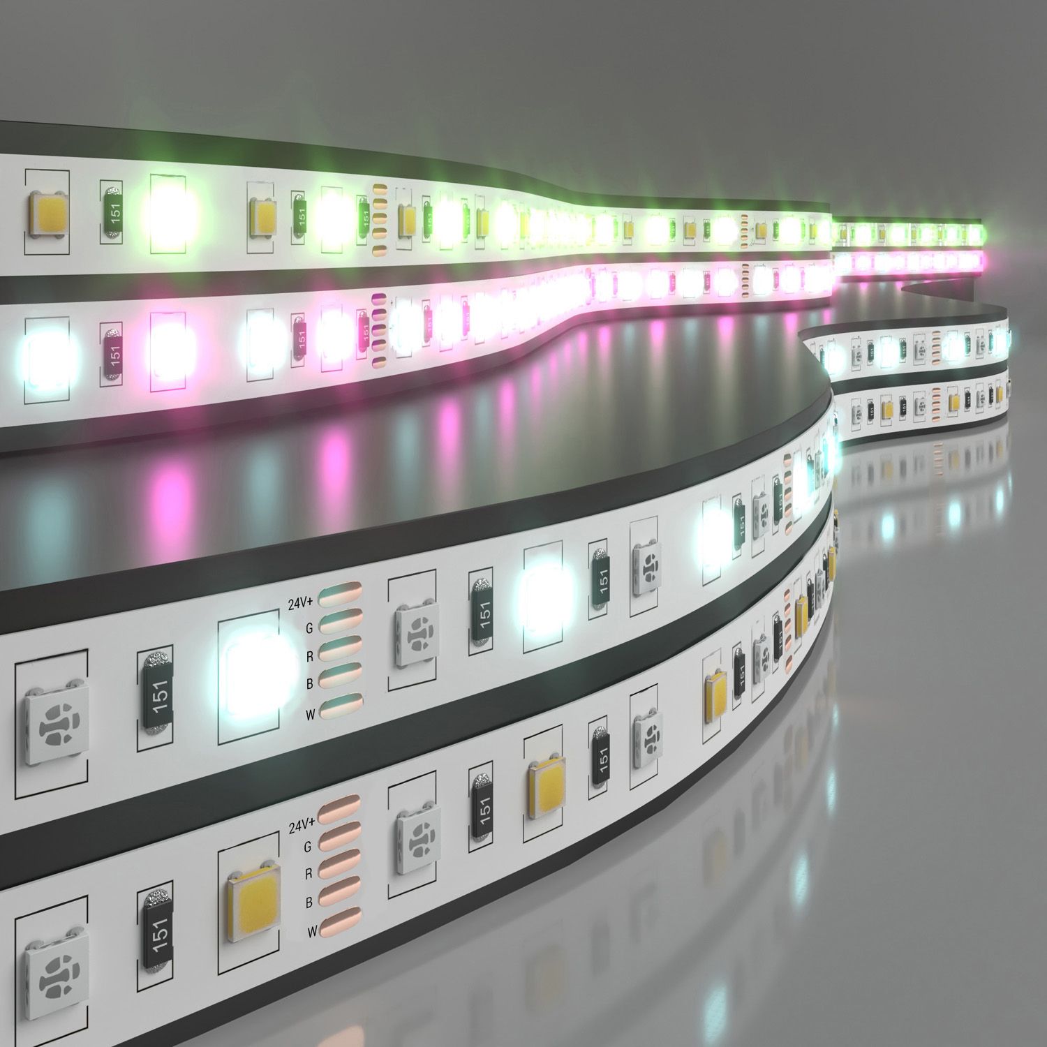 Лента светодиодная 24V 14,4W 60Led 5050+5050 IP20 MIX RGB/холодный белый, 5м a053731_ES