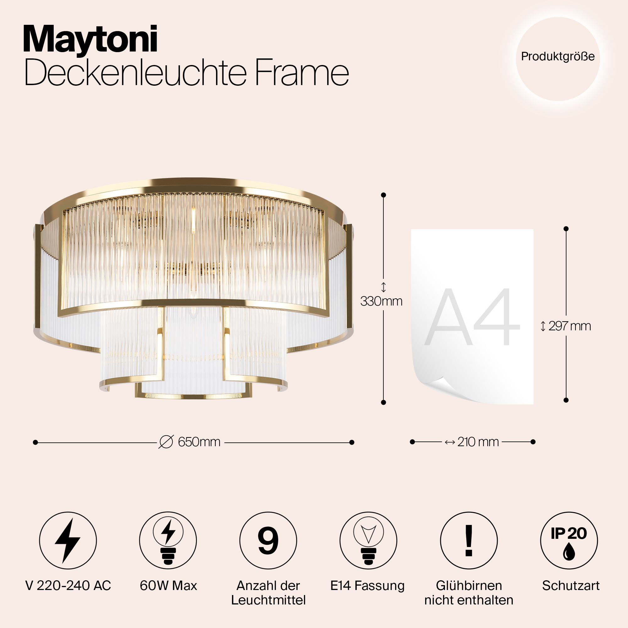 Потолочная люстра Maytoni Frame MOD174CL-09G_MY