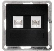 Розетка встраиваемая телефонная RJ-11 + Ethernet RJ-45 (черный бархат) Systeme Electric RSI-251TK5E-6-86