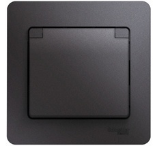 Розетка встраиваемая с заземлением, шторками и крышкой (графит) Systeme Electric GSL001346