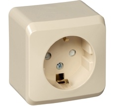 Розетка накладная с заземлением и шторками (кремовый) Systeme Electric PA16-004K