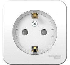 Розетка накладная с заземлением и шторками (белый) Systeme Electric BLNRA111111