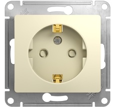 Розетка встраиваемая с заземлением и шторками (бежевый) Systeme Electric GSL000245