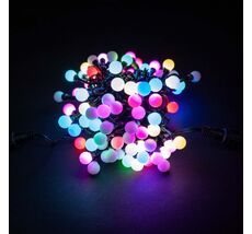 Гирлянда &laquo;Шарики&raquo; 10м Разноцветная с Мерцанием 7В, Диаметр Шарика 13мм, 100 LED, Провод Черный Каучук, IP65 SB100-1-2RGB
