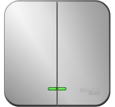 Выключатель накладной двухклавишный с подсветкой (алюминий) Systeme Electric BLNVA105103