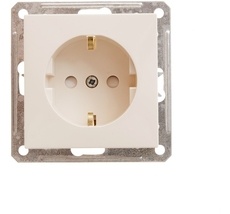 Розетка встраиваемая с заземлением и шторками (слоновая кость) Systeme Electric RS16-152-2-86