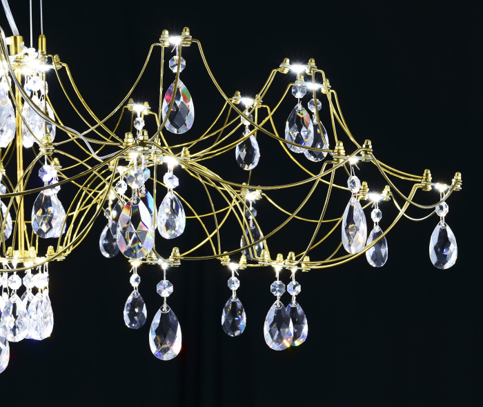 Подвесная люстра светодиодная с пультом и хрустальными подвесками Asfour MyFar MR2663-60P-50AD