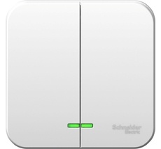 Выключатель накладной двухклавишный с подсветкой (белый) Systeme Electric BLNVA065121