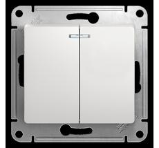 Выключатель встраиваемый двухклавишный с подсветкой (белый) Systeme Electric GSL000153