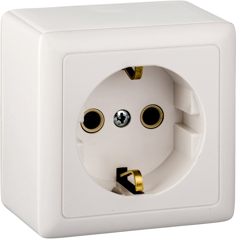 Розетка накладная с заземлением (белый) Systeme Electric RA16-133I-B