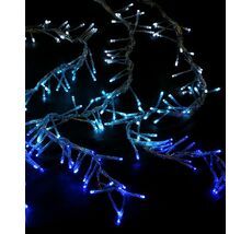 Гирлянда Занавес с Эффектом Бегущий Огонь 2 x 1,6 м Бело-Синий 24В, 150 LED, Провод Прозрачный Силикон, IP65 ESI150-SH10-1WB