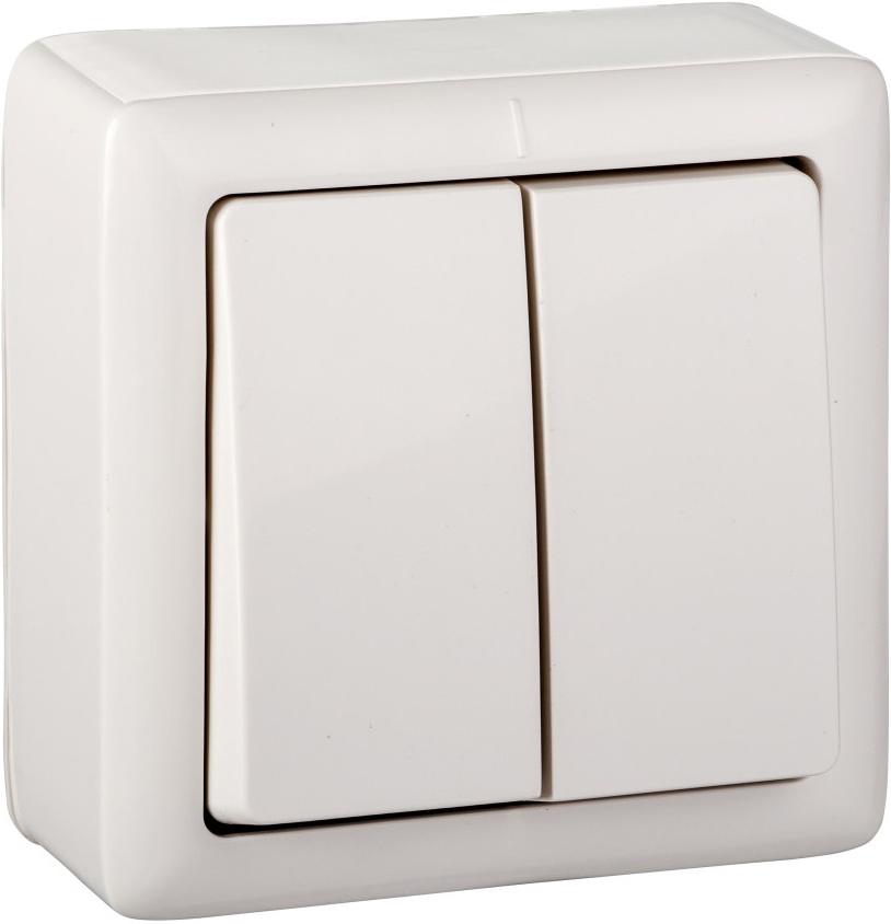 Выключатель накладной двухклавишный (белый) Systeme Electric VA56-232I-B