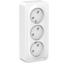 Розетка накладная тройная без заземления со шторками (белый) Systeme Electric BLNRA001311