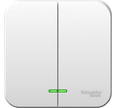 Выключатель накладной двухклавишный с подсветкой (белый) Systeme Electric BLNVA105121