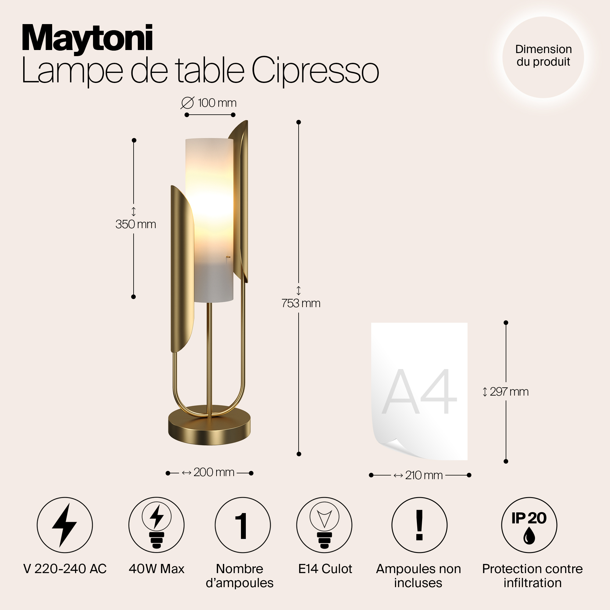 Настольный светильник Maytoni Сipresso Z014TL-01G_MY