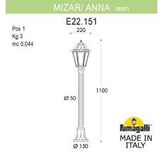 Уличный садовый светильник-столбик FUMAGALLI MIZAR.R/ANNA E22.151.000.VYF1R