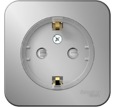 Розетка накладная с заземлением и шторками (алюминий) Systeme Electric BLNRA111113