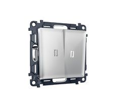 Выключатель двухклавишный проходной с подсветкой 5600K Ambrella Volt ALFA QUANT MA404035_AMB