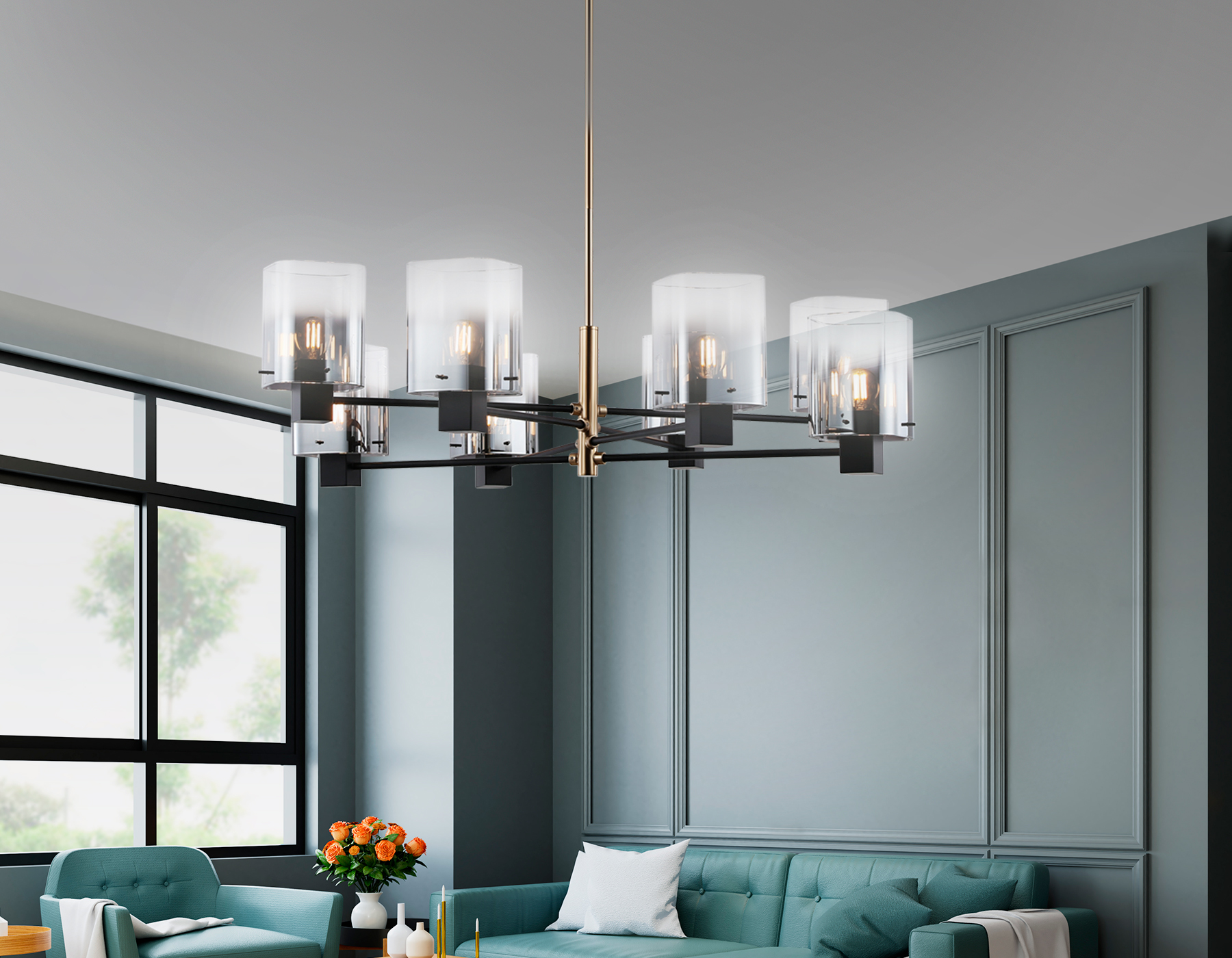 Подвесная люстра на штанге Ambrella Light HIGH LIGHT Modern LH57043_AMB