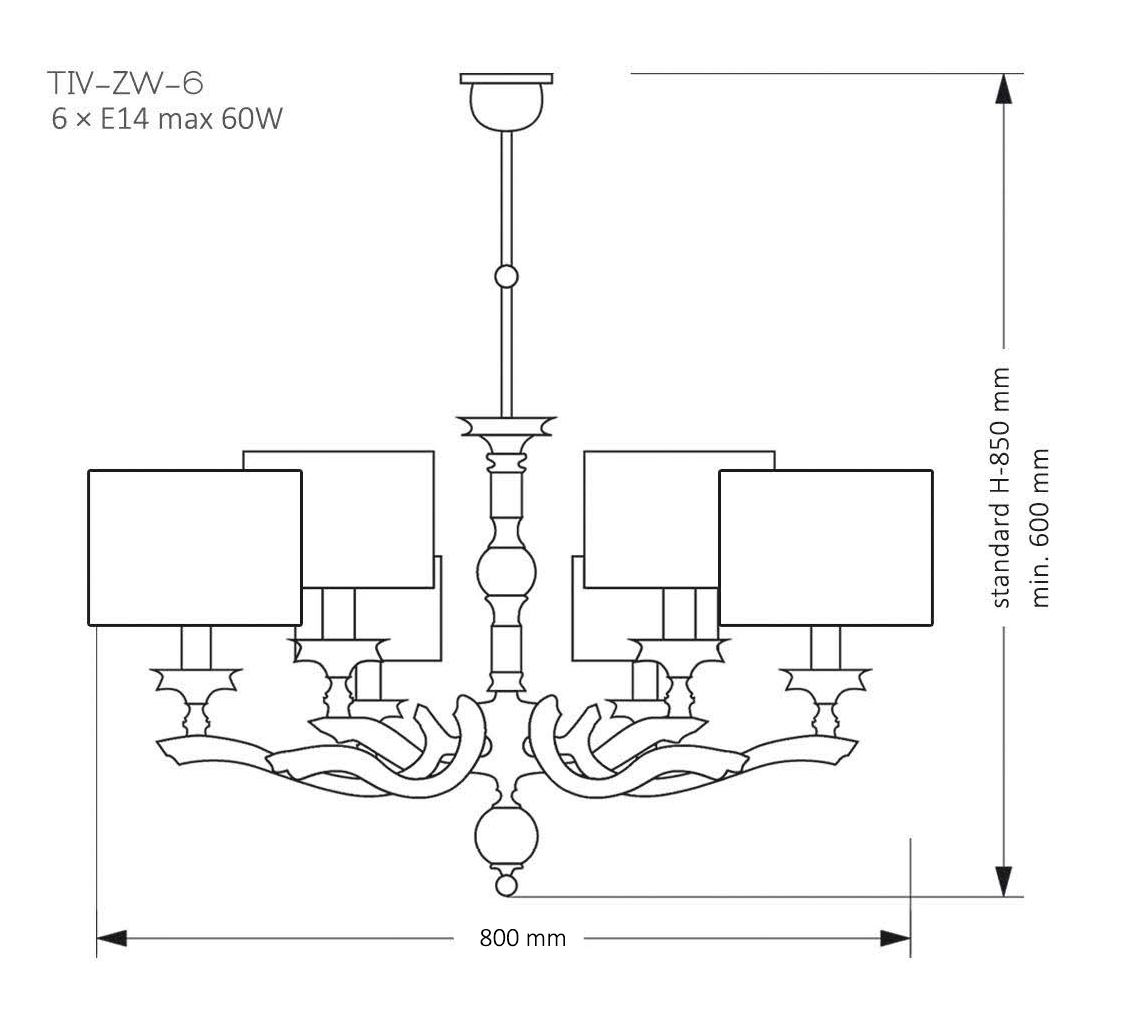Подвесная люстра Kutek Tivoli TIV-ZW-6(N)