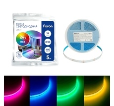 Светодиодная COB лента 576SMD(2110) 14Вт/м 24V RGB IP20 Feron 48946_FR