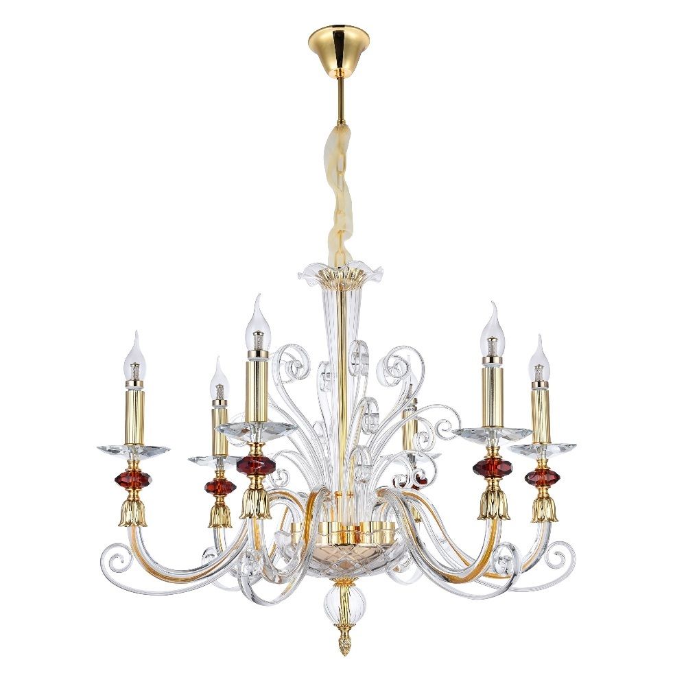 Подвесная люстра Crystallux CATARINA CATARINA SP6 V2 GOLD/TRANSPARENT-COGNAC_CR