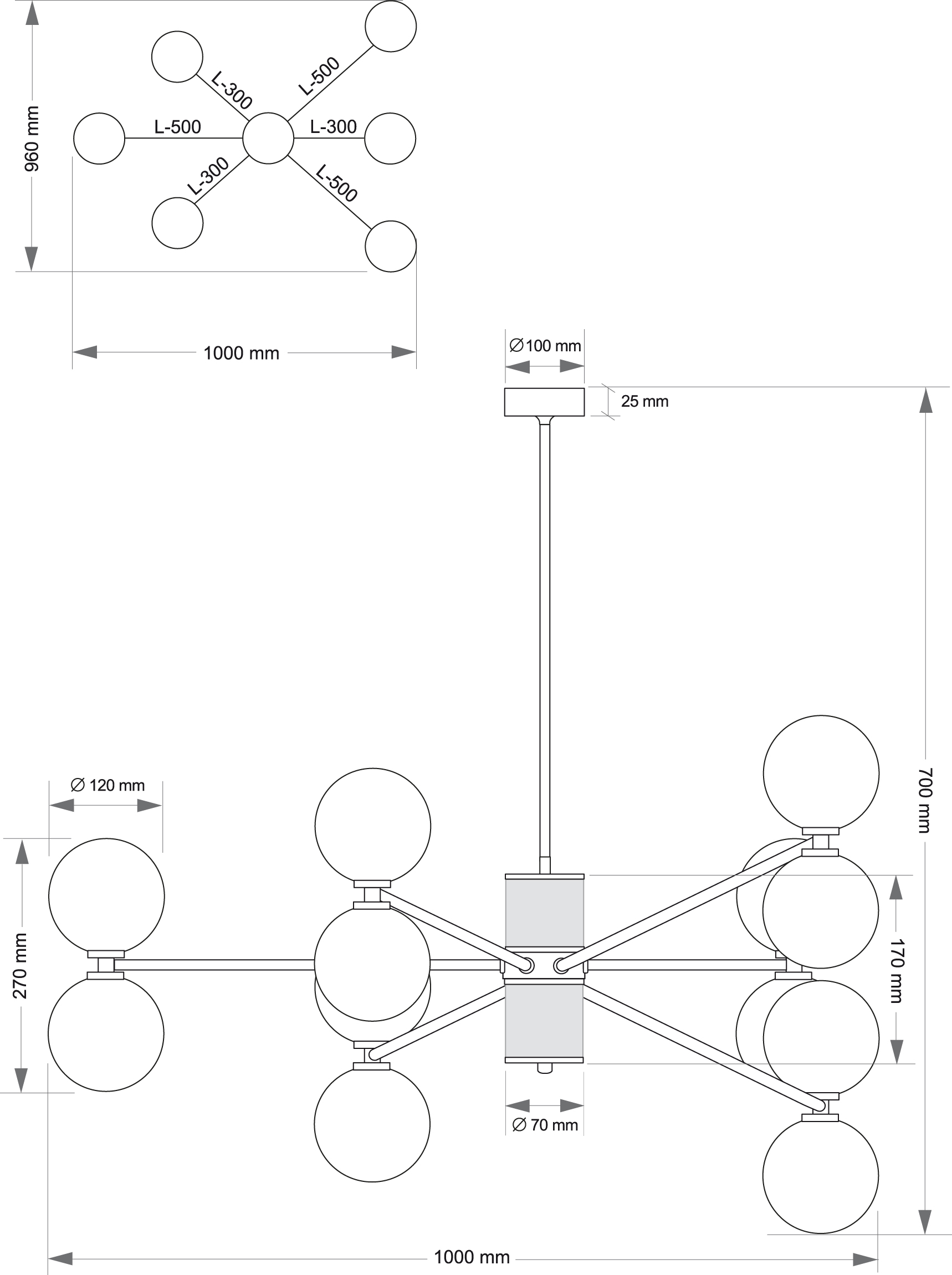Подвесная люстра KUTEK FABRIANO FAB-ZW-6(Z/1)CB