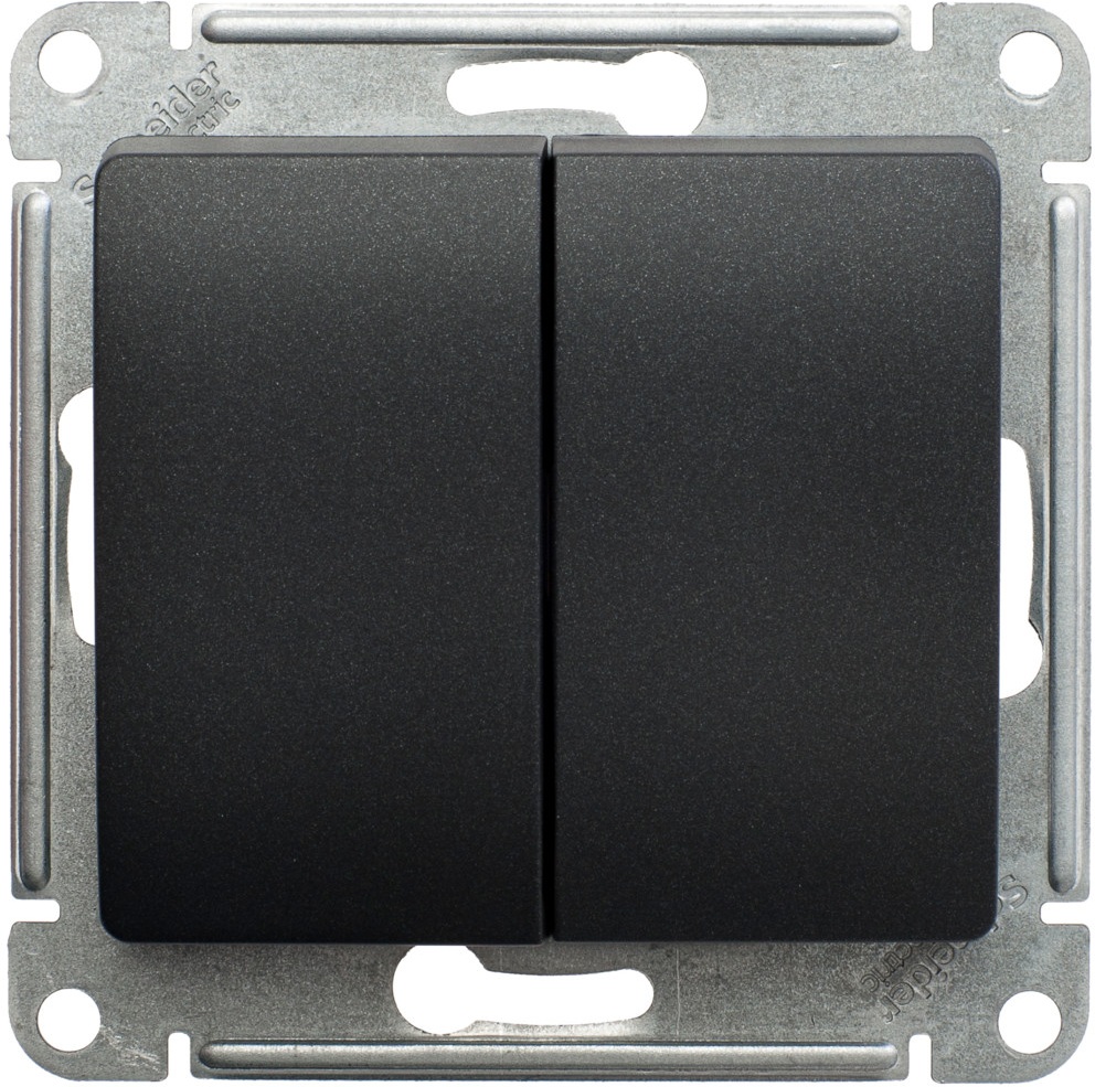 Выключатель встраиваемый двухклавишный (антрацит) Systeme Electric GSL000765