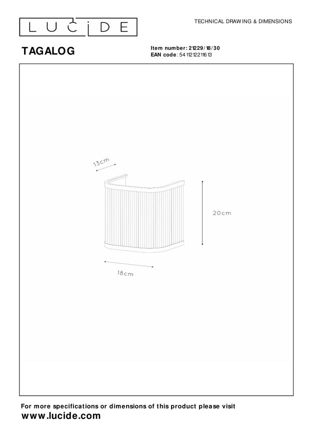 Настенный светильник Lucide TAGALOG 21229/18/30