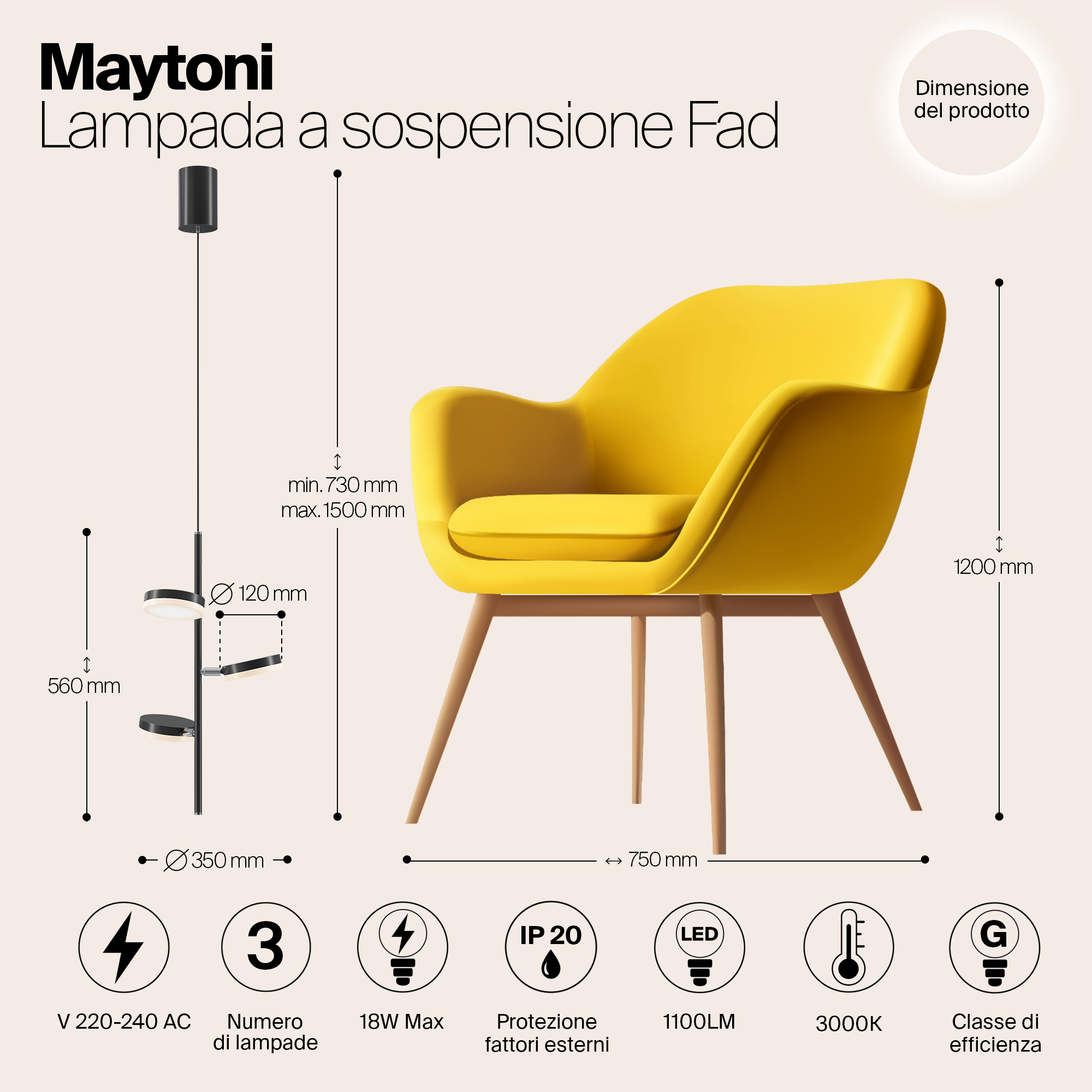Подвесная люстра Maytoni Fad MOD070PL-L18B3K_MY
