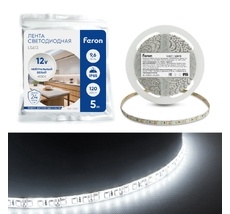 Светодиодная LED лента 120SMD(2835)/m 9.6W/m 12V 5m 4000К Feron 51637_FR