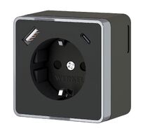 Розетка с заземлением, шторками и USB тип A+C Gallant (чёрный хром) Werkel a057702_WR