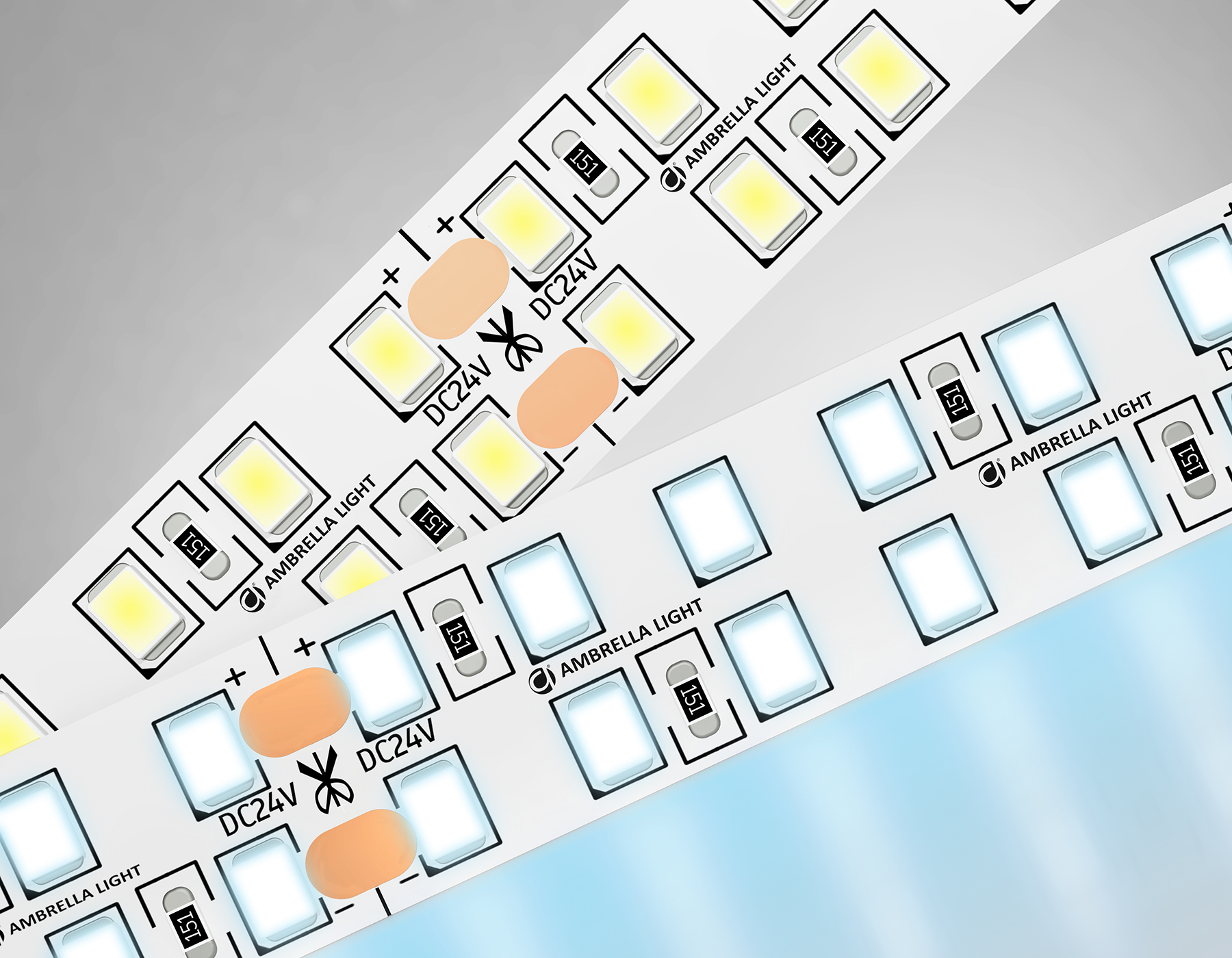 Светодиодная лента двухрядная 2835 240Led, 24W m, 24V IP20 6500K 5m Ambrella Light GS GS3703_AMB