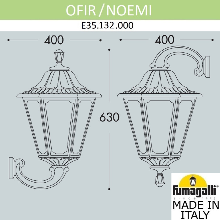 Уличный настенный светильник FUMAGALLI OFIR/NOEMI E35.132.000.BYH27