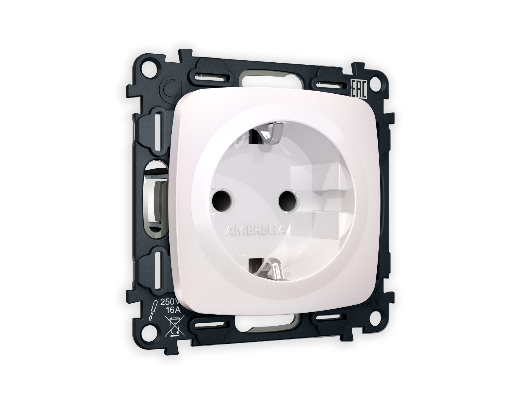 Розетка Ambrella Volt OMEGA с заземлением и шторками 2P+E 16A-250V QUANT MO207010_AMB